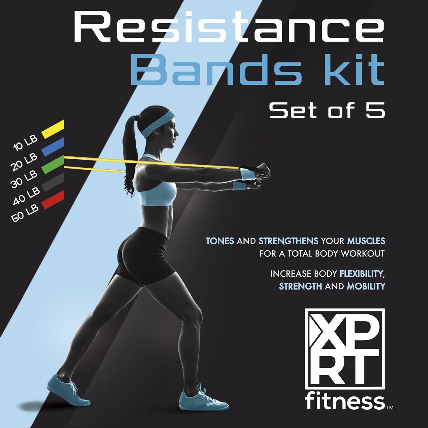 Unleash Your Potential with the XPRT Fitness 11-Piece Resistance Bands Set - 150LB Ultimate Home Gym Solution