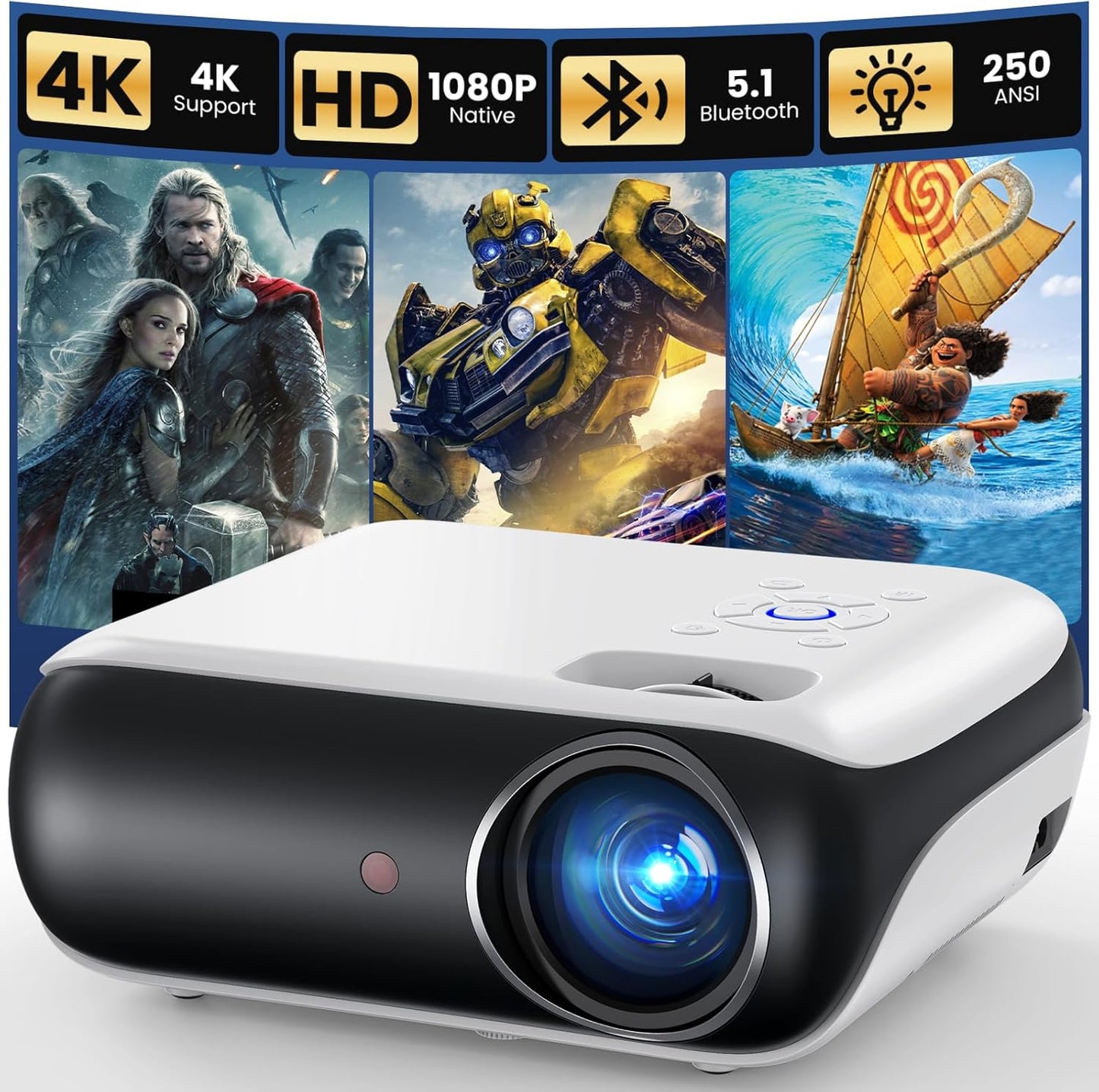 Bluetooth Projector with 100" Screen