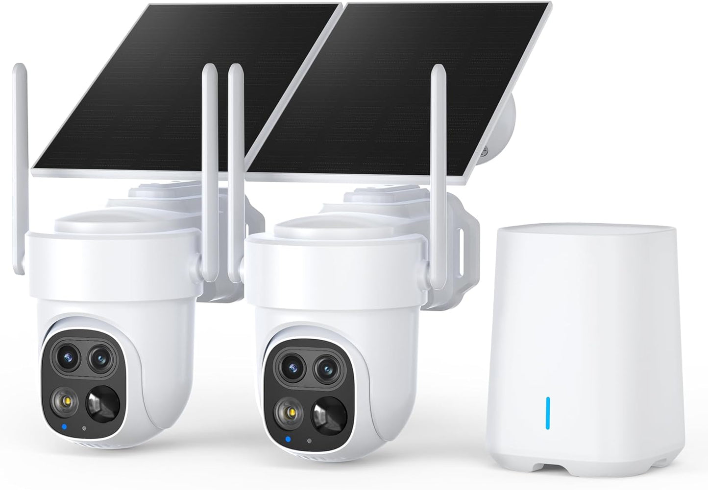 Ultimate 4K Solar-Powered Wireless Security Camera System - 4-Cam Kit with 360° Pan & Tilt, Auto Tracking, and Color Night Vision - No Subscription Needed!