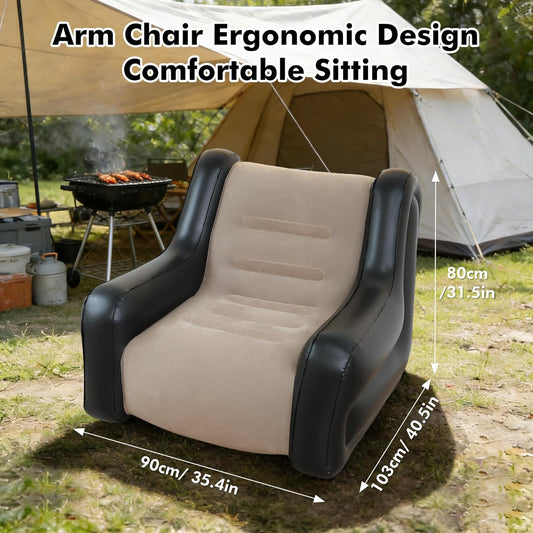Stylish Large Inflatable Leisure Chair - Perfect for Indoor & Outdoor Relaxation (Black & Grey)