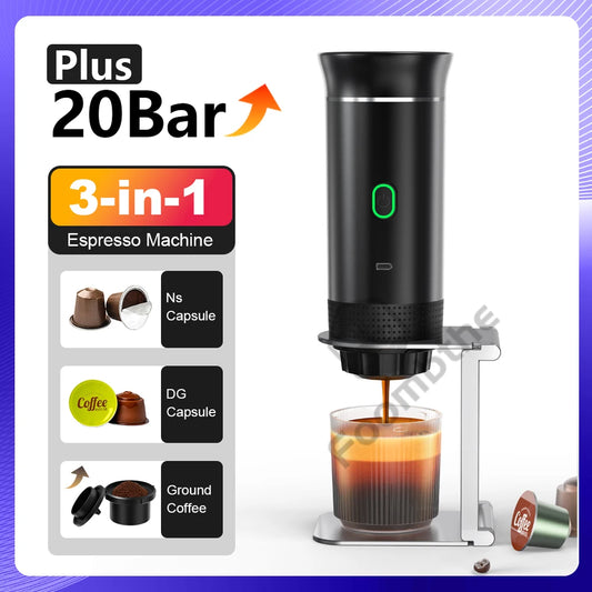 Portable Wireless Espresso Coffee Maker - 3-in-1 Car & Home Travel Solution for Coffee Lovers