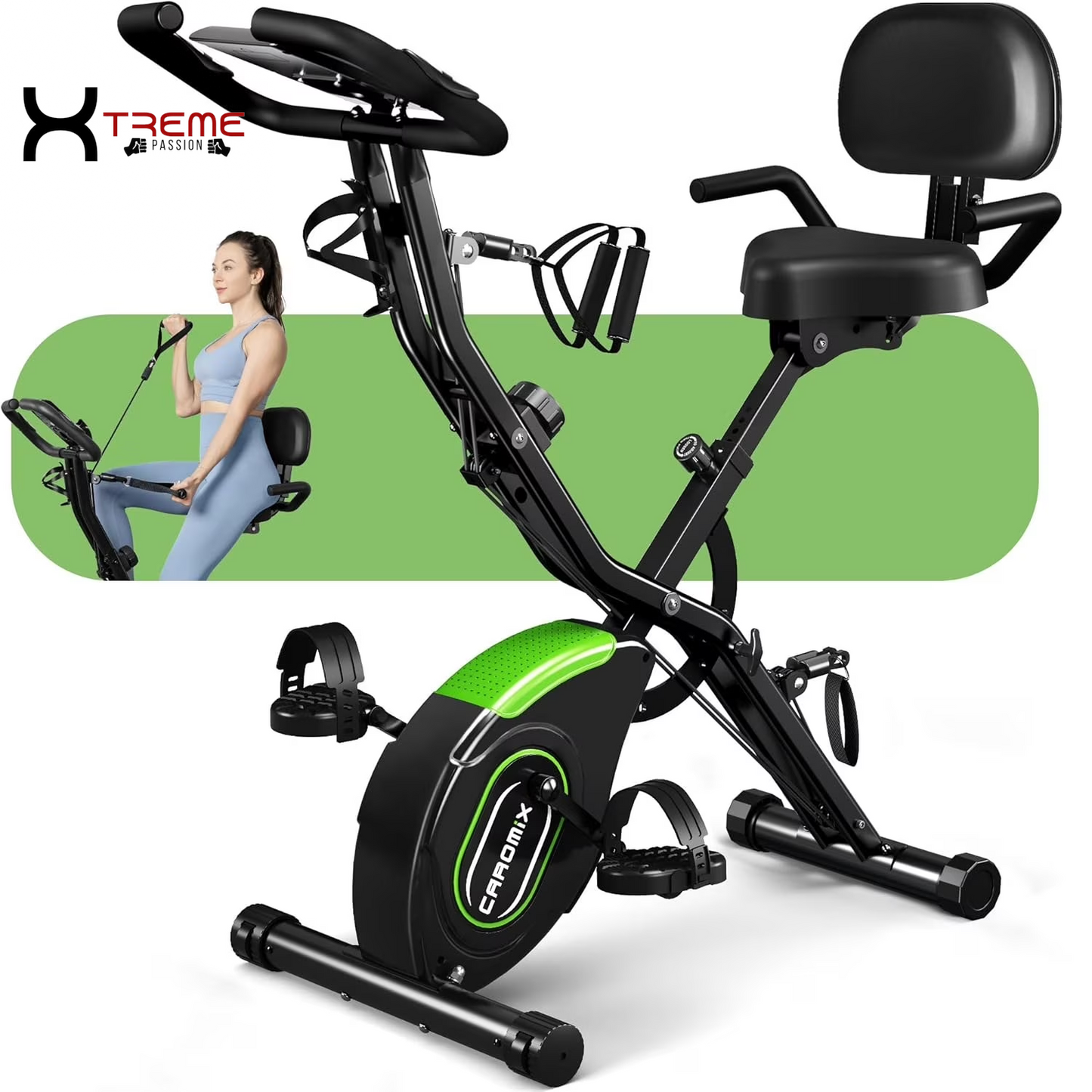 5-in-1 Folding Exercise Bike - Magnetic Upright Indoor Cycling Bike for Home & Office Workouts, 330LB Capacity