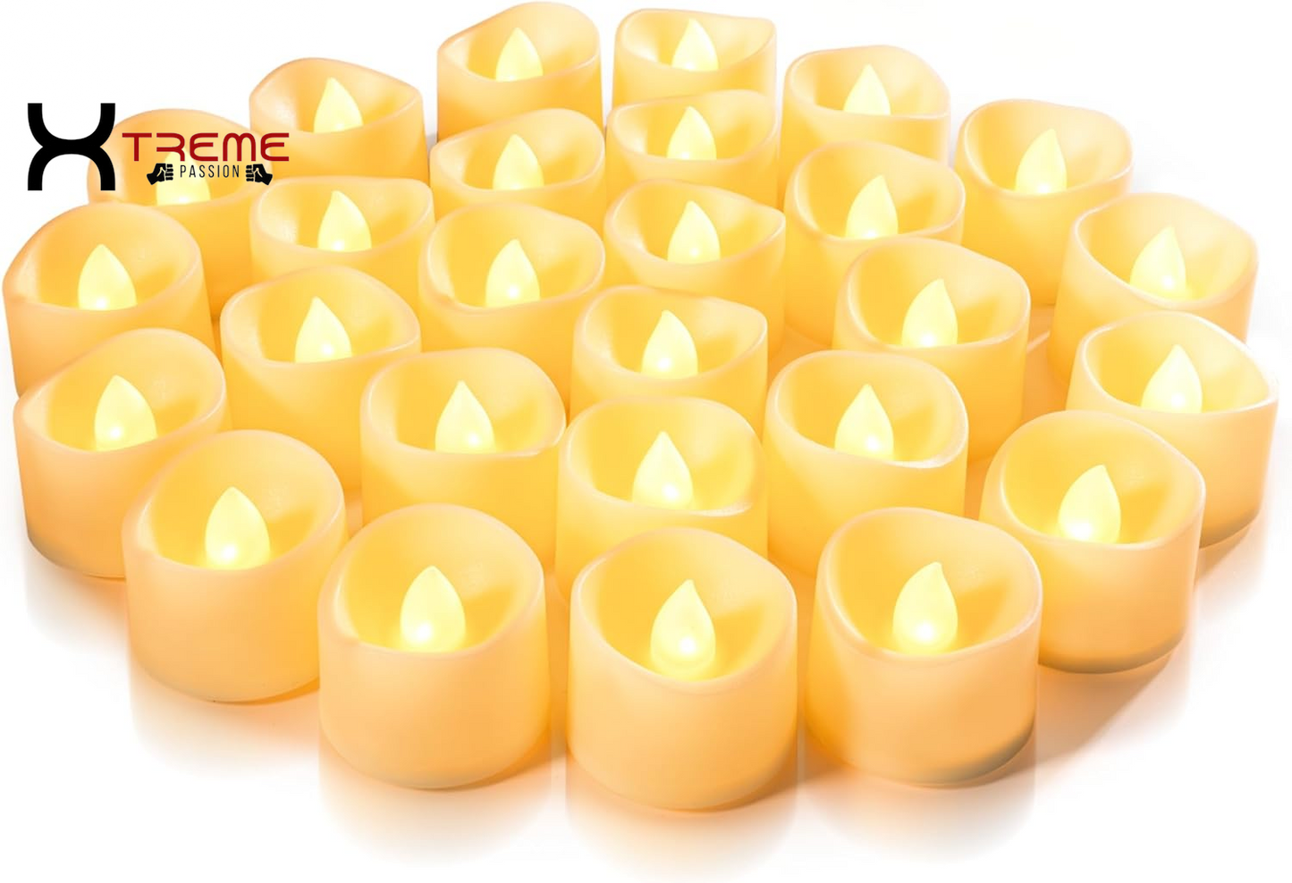 24Pcs Flickering Flameless LED Tea Lights - 200+ Hours of Battery-Operated Ambiance for Weddings, Anniversaries, Halloween, and Christmas Decor