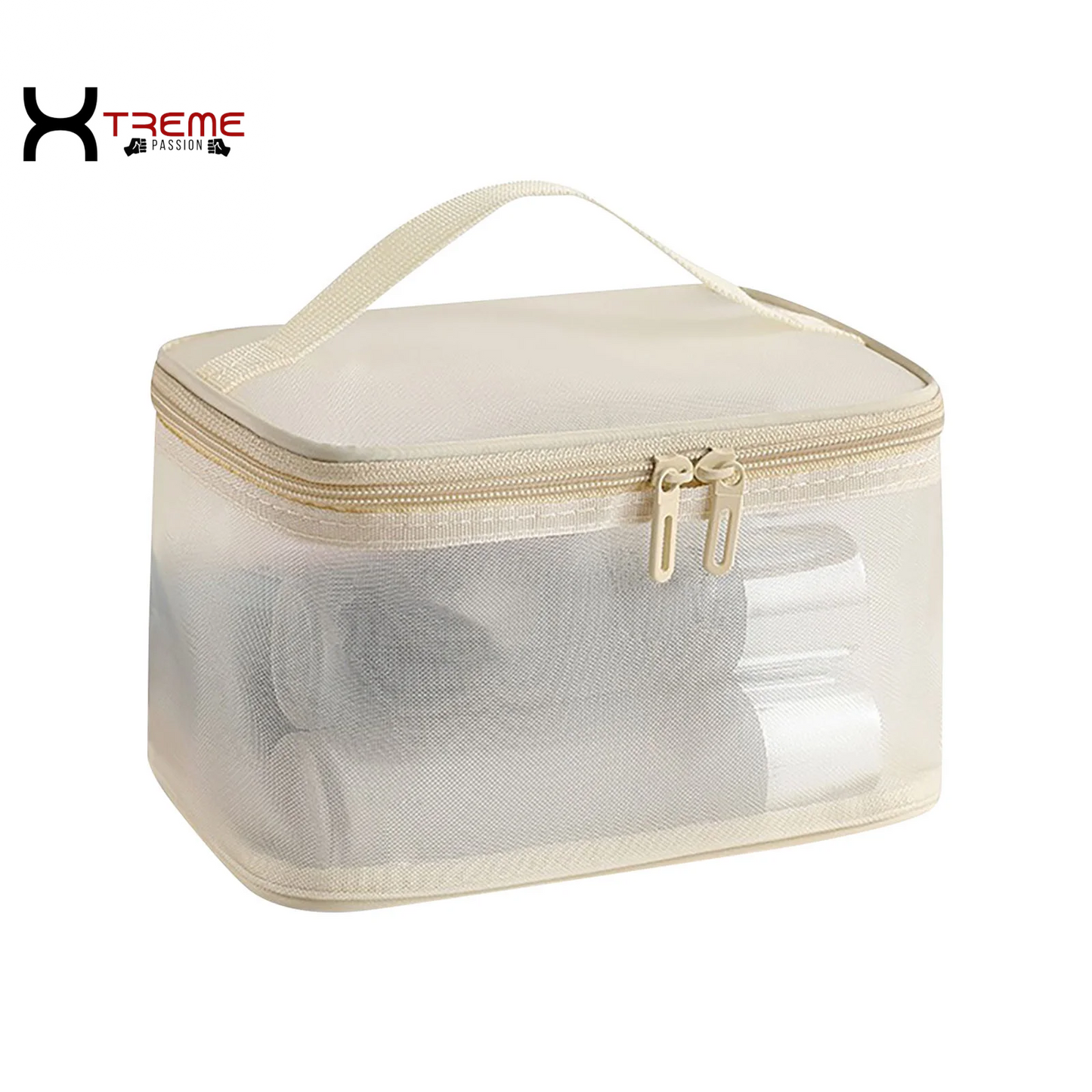 Stylish Black Makeup Bag - Large Capacity Travel Toiletries & Cosmetic Storage Tote with Brush Organizer