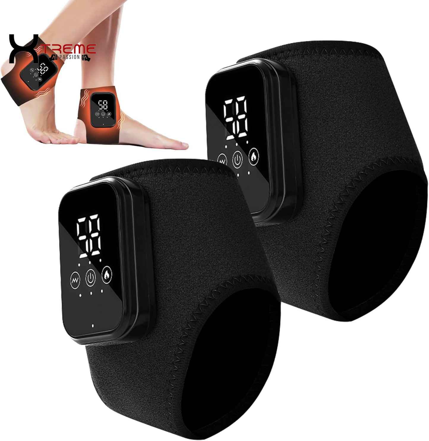 Indulge in Comfort: 2PCS Wireless Heated Foot Massagers with Smart Timer - 3-in-1 Vibrating Relief for Neuropathy, Ankle Relaxation & Enhanced Blood Circulation - Perfect for Home, Office & Travel (Gray)