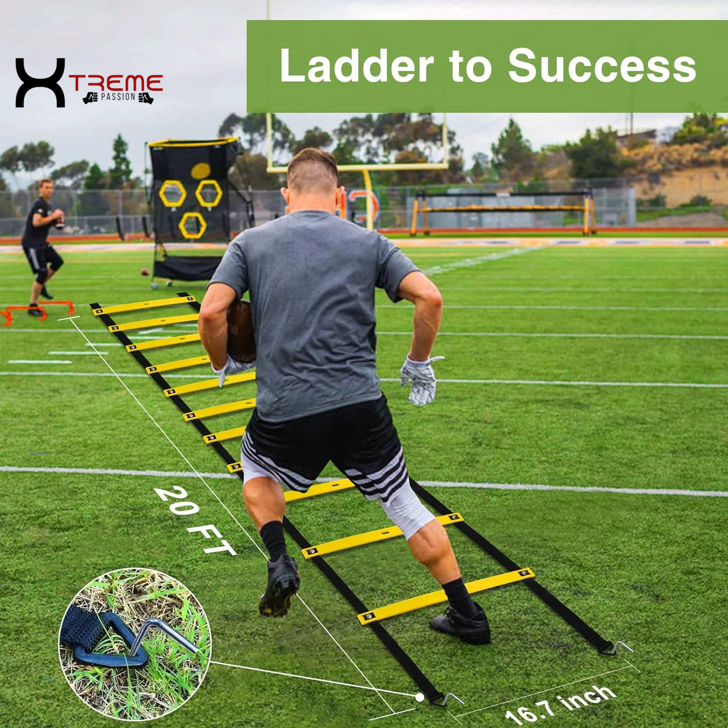 Transform Your Training with the 20Ft Adjustable Agility Ladder Set - Boost Speed and Coordination with Vibrant Yellow Straps