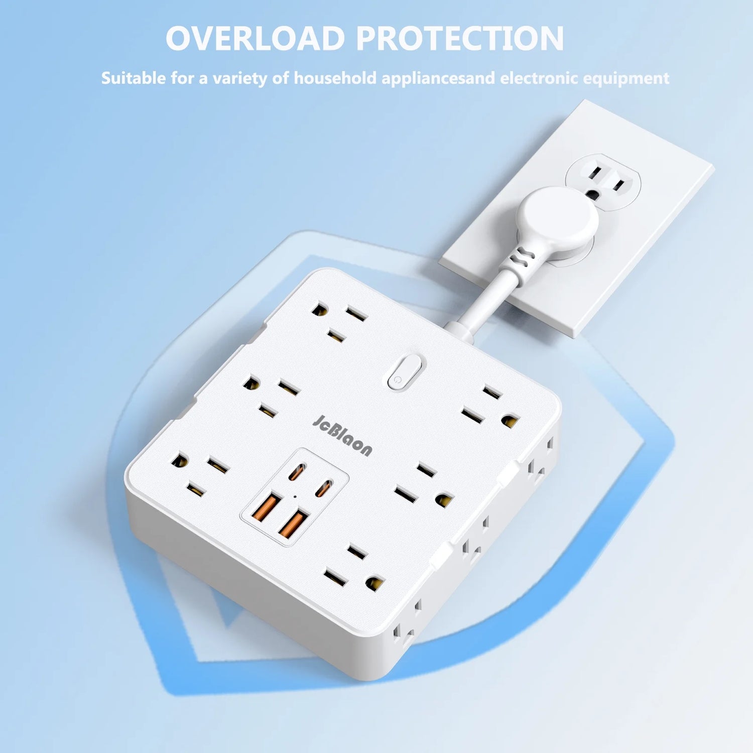 Power Up Your Space: Ultimate Surge Protector Power Strip with USB Ports, 12 Outlets, and Wall-Mount Design for Effortless Charging