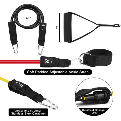 Unleash Your Potential with the XPRT Fitness 11-Piece Resistance Bands Set - 150LB Ultimate Home Gym Solution