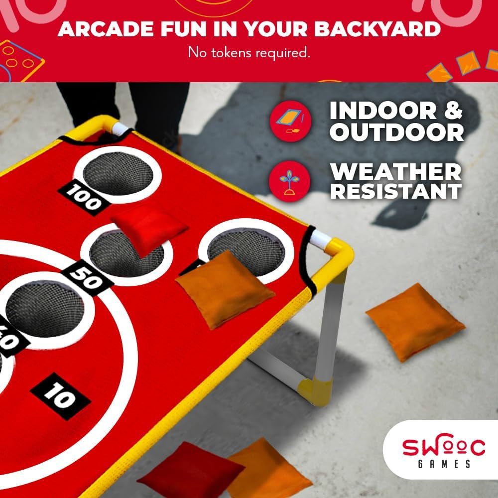 Coney Island Toss Cornhole Set — Arcade Style, 6 Bean Bags, All Ages