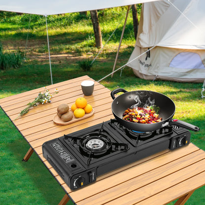 Portable Double-Head Gas Stove for Camping