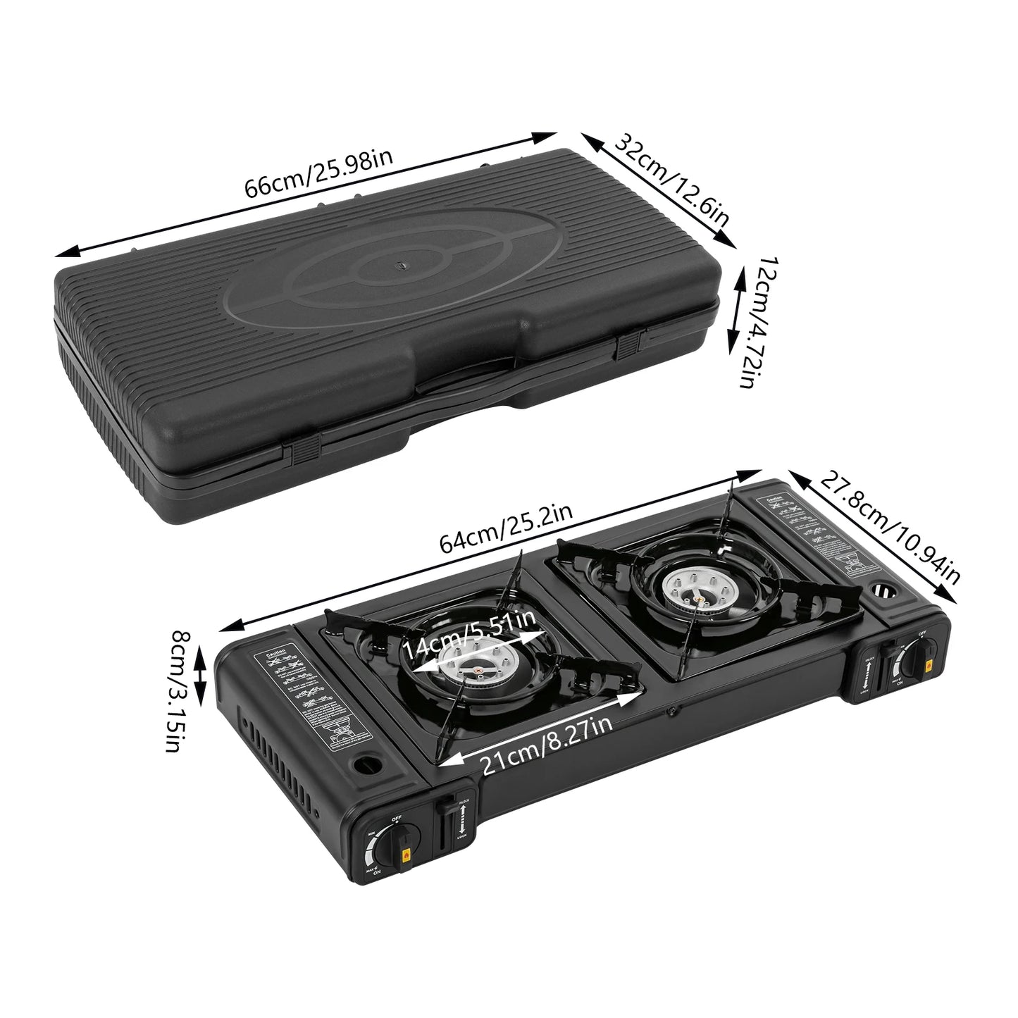 Portable Double-Head Gas Stove for Camping