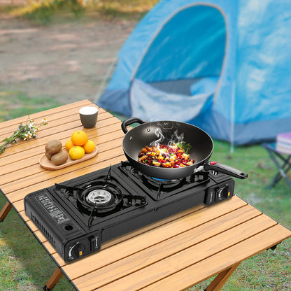 Portable Double-Head Gas Stove for Camping