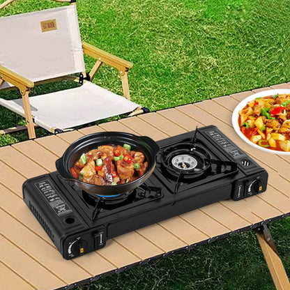 Portable Double-Head Gas Stove for Camping