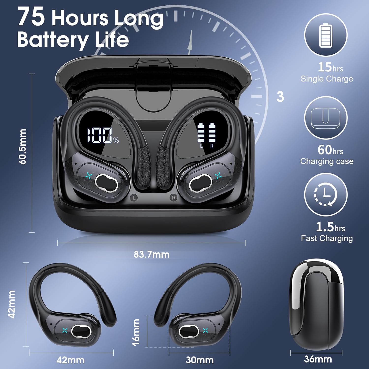 Wireless Earbuds 75H Playtime