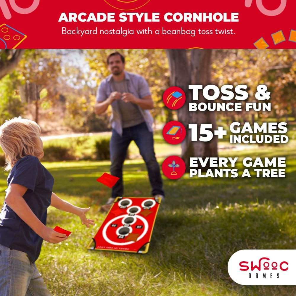 Coney Island Toss Cornhole Set — Arcade Style, 6 Bean Bags, All Ages