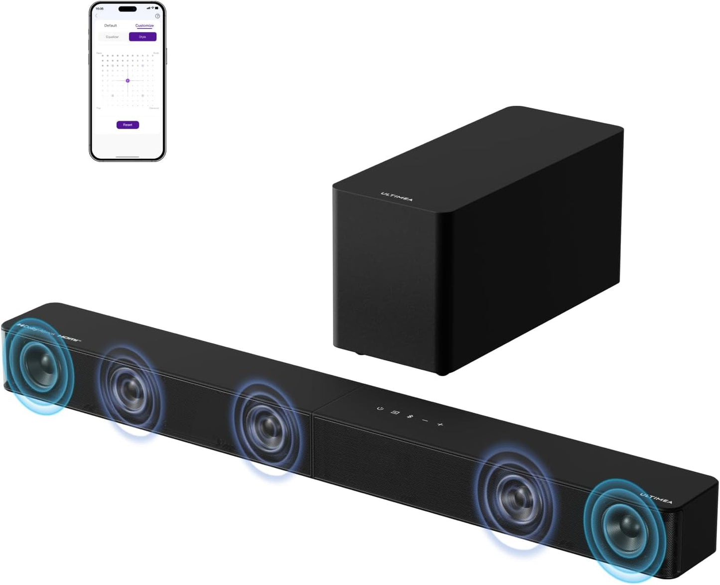2.1ch Sound Bar with Wireless Subwoofer — 240W, App Control, Dolby Atmos