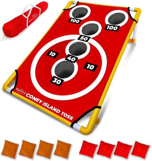 Coney Island Toss Cornhole Set — Arcade Style, 6 Bean Bags, All Ages