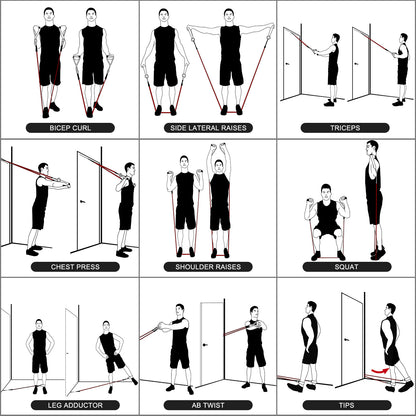 Unleash Your Potential with the XPRT Fitness 11-Piece Resistance Bands Set - 150LB Ultimate Home Gym Solution