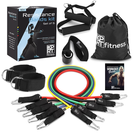 Unleash Your Potential with the XPRT Fitness 11-Piece Resistance Bands Set - 150LB Ultimate Home Gym Solution