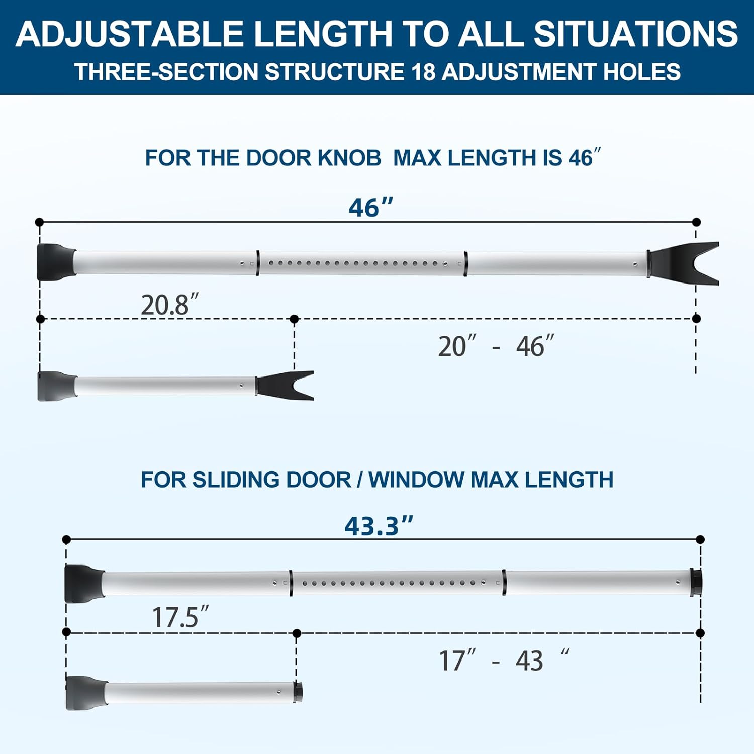 Heavy Duty Door Security Bar 2-Pack
