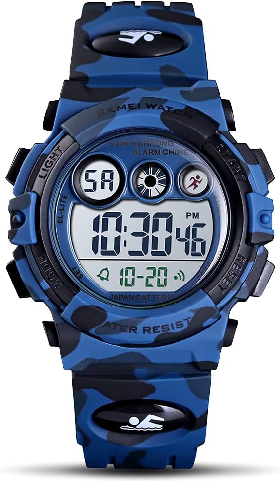 Kids Waterproof Digital Sport Watch - Perfect for Boys & Girls Ages 3-15 with Alarm, EL Backlight, Stopwatch & Military Design