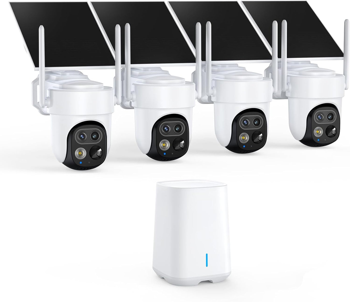 Ultimate 4K Solar-Powered Wireless Security Camera System - 4-Cam Kit with 360° Pan & Tilt, Auto Tracking, and Color Night Vision - No Subscription Needed!