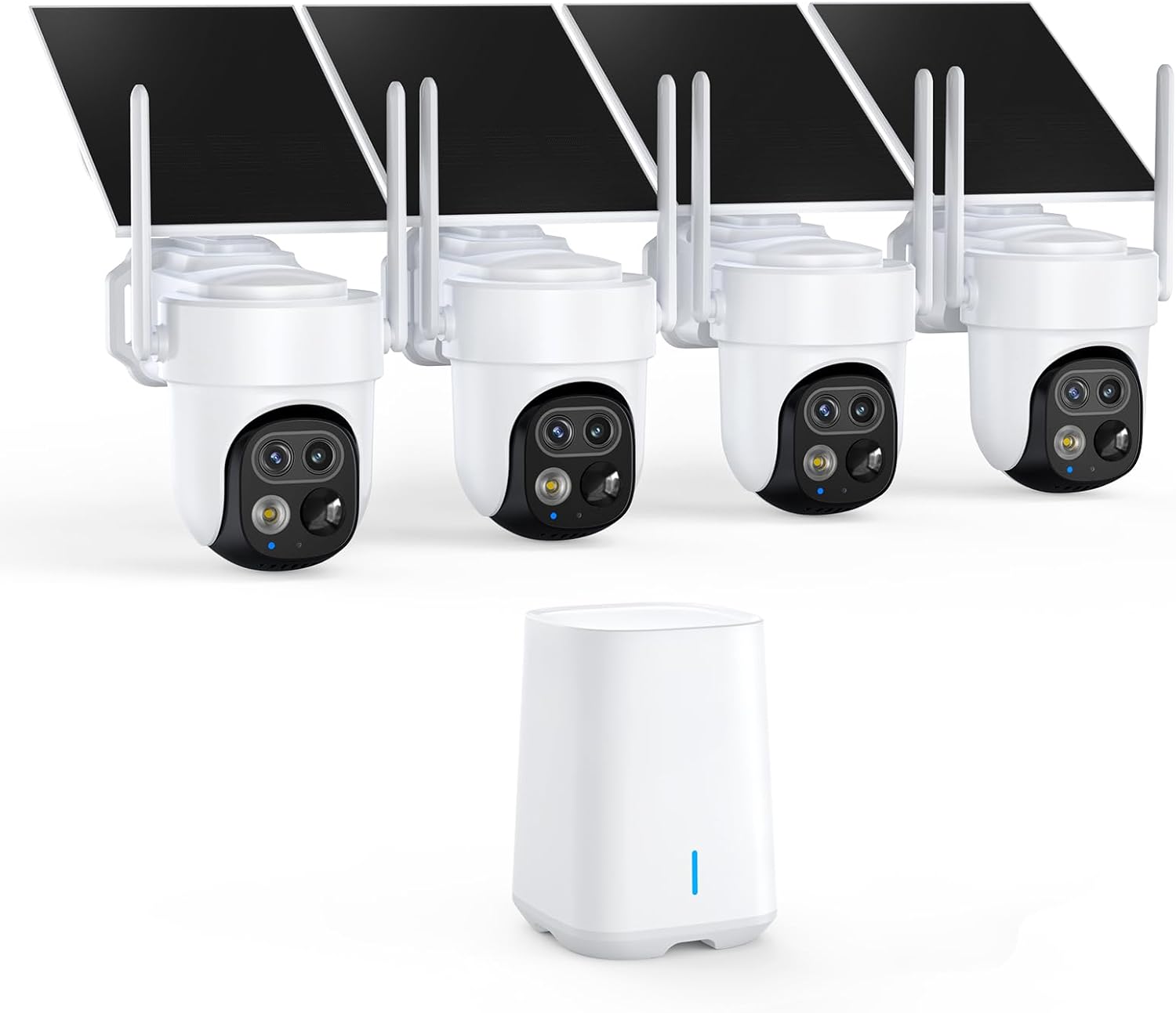 Ultimate 4K Solar-Powered Wireless Security Camera System - 4-Cam Kit with 360° Pan & Tilt, Auto Tracking, and Color Night Vision - No Subscription Needed!