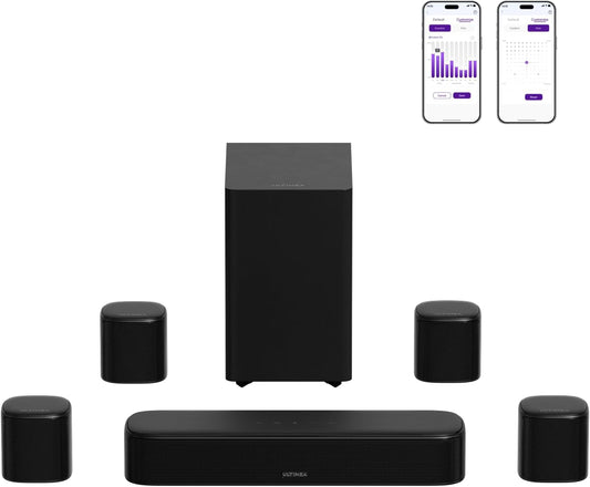 7.1ch Surround Sound Bar — 330W, 4 Surround Speakers, Wireless Subwoofer