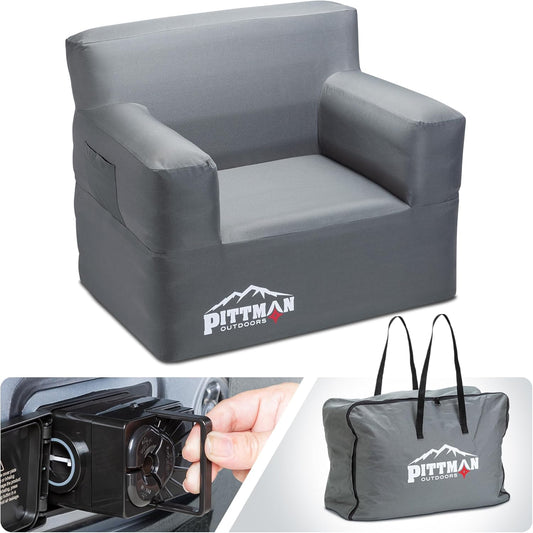 Inflatable Camping Chair with Built-In Rechargeable Pump — 350 lb Capacity, 1000D Oxford Cover, Carry Bag