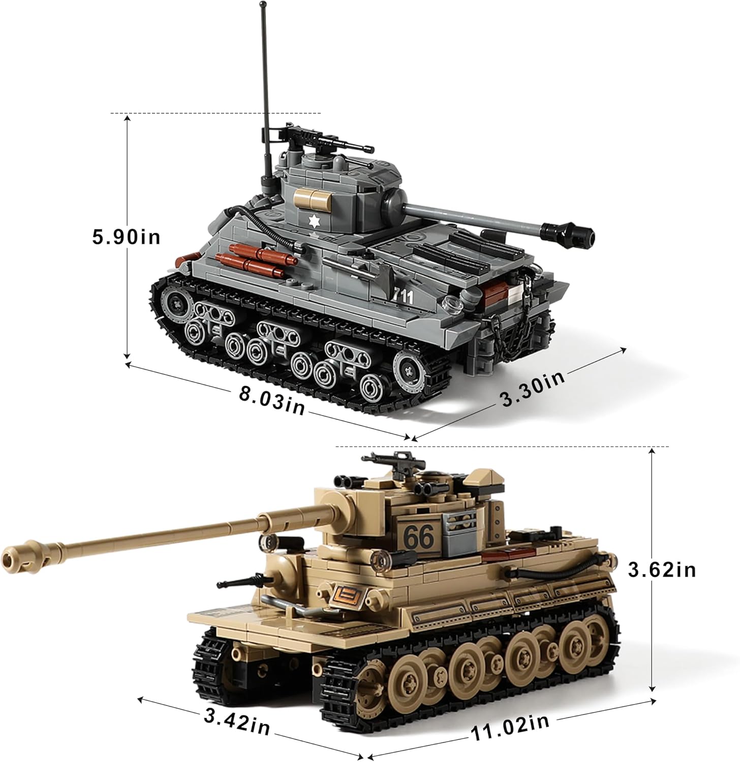 WW2 Military Tank Model Building Kit — 1,184 Pieces, Ages 8+