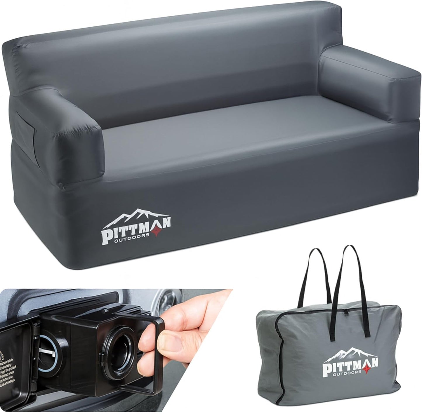 Inflatable Camping Chair with Built-In Rechargeable Pump — 350 lb Capacity, 1000D Oxford Cover, Carry Bag