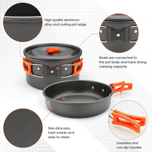 17-Piece Camping Cookware Mess Kit