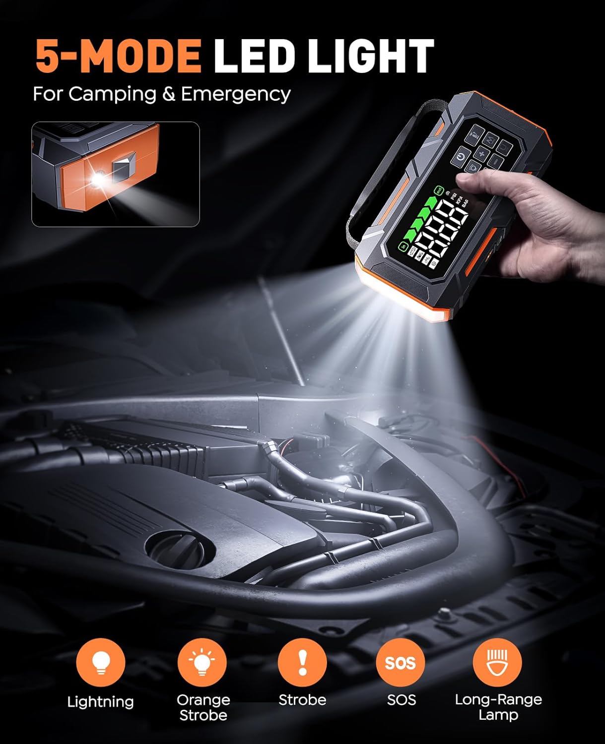 The Road Commander — 4-in-1 Car Jump Starter & Air Compressor