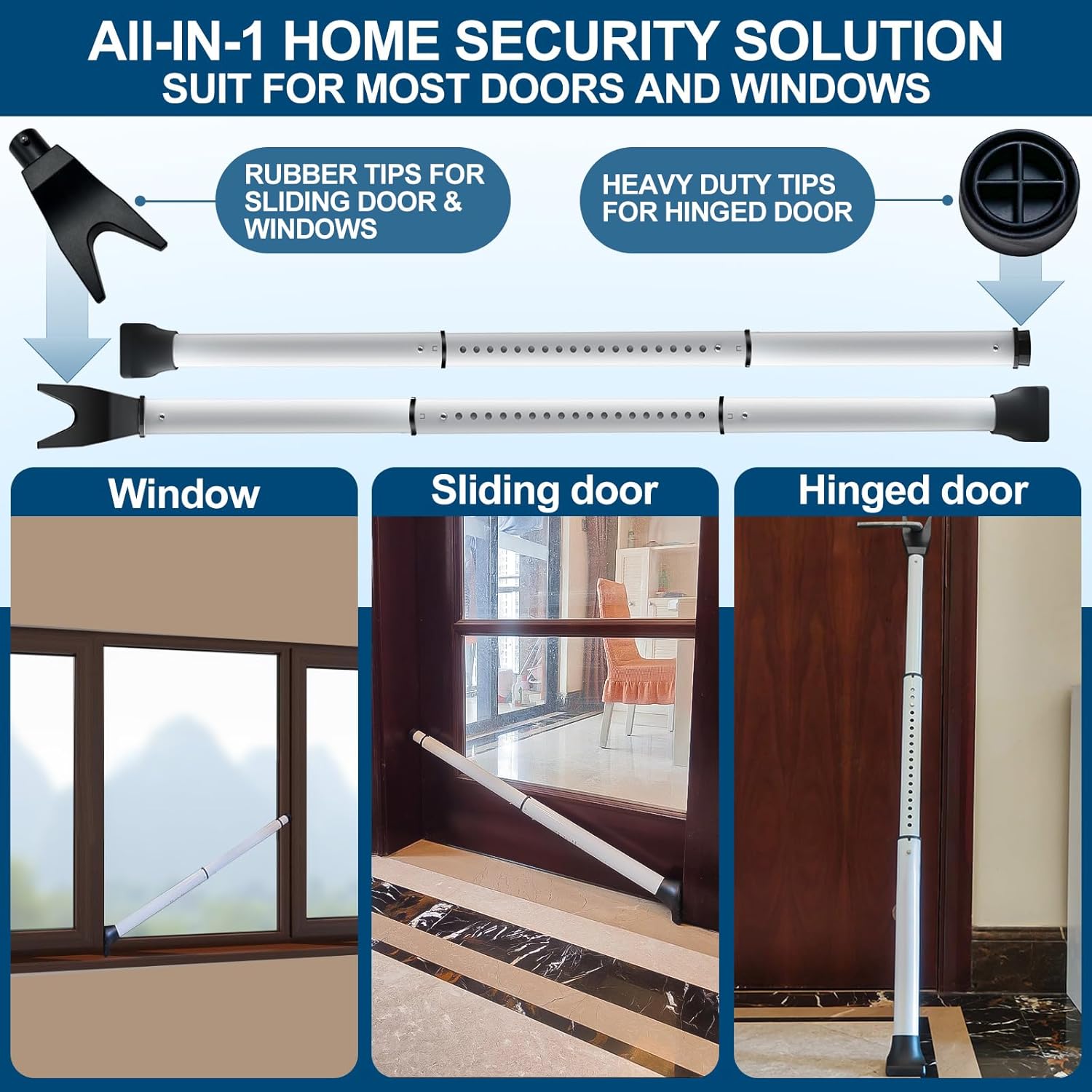 Heavy Duty Door Security Bar 2-Pack