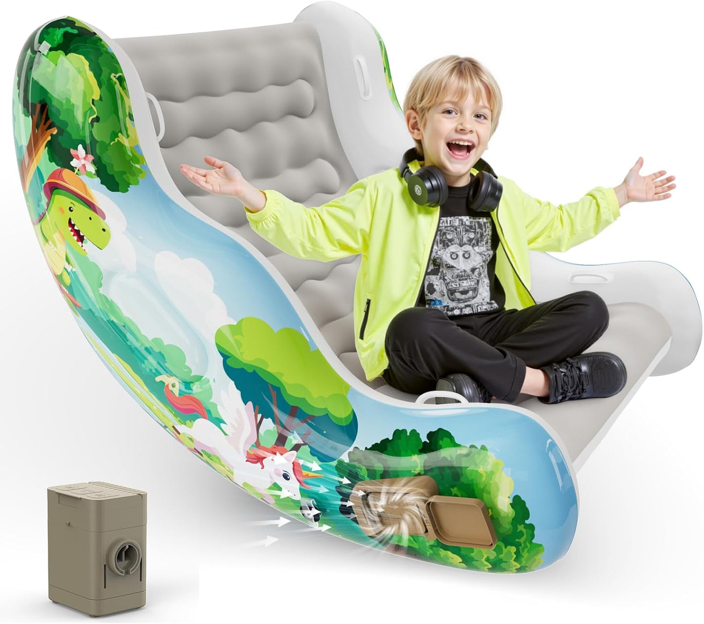 Kids Inflatable Sensory Rocking Chair — Air Cloud Rocker, Built-In Pump, 265 lb Capacity, Ages 3–8
