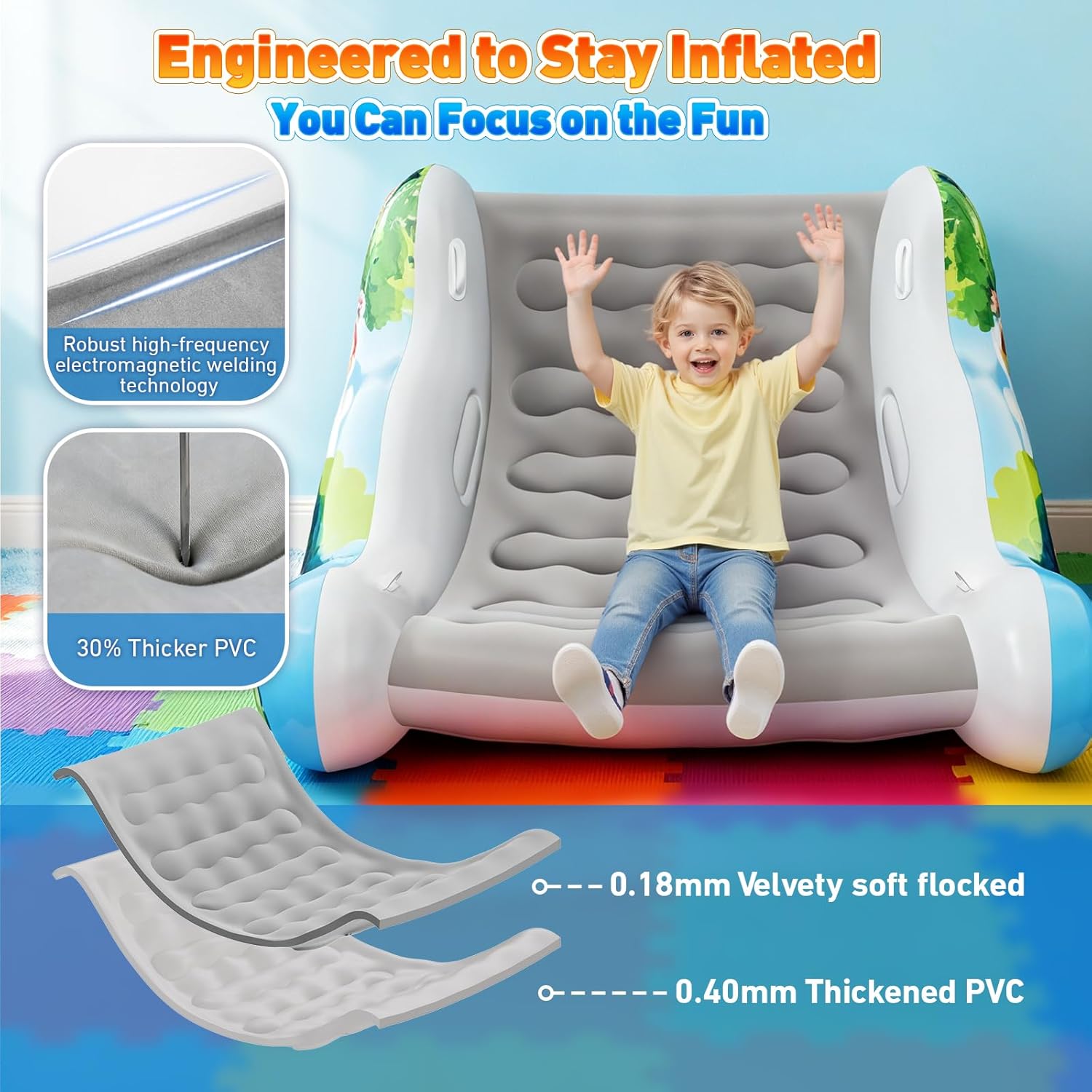 Kids Inflatable Sensory Rocking Chair — Air Cloud Rocker, Built-In Pump, 265 lb Capacity, Ages 3–8