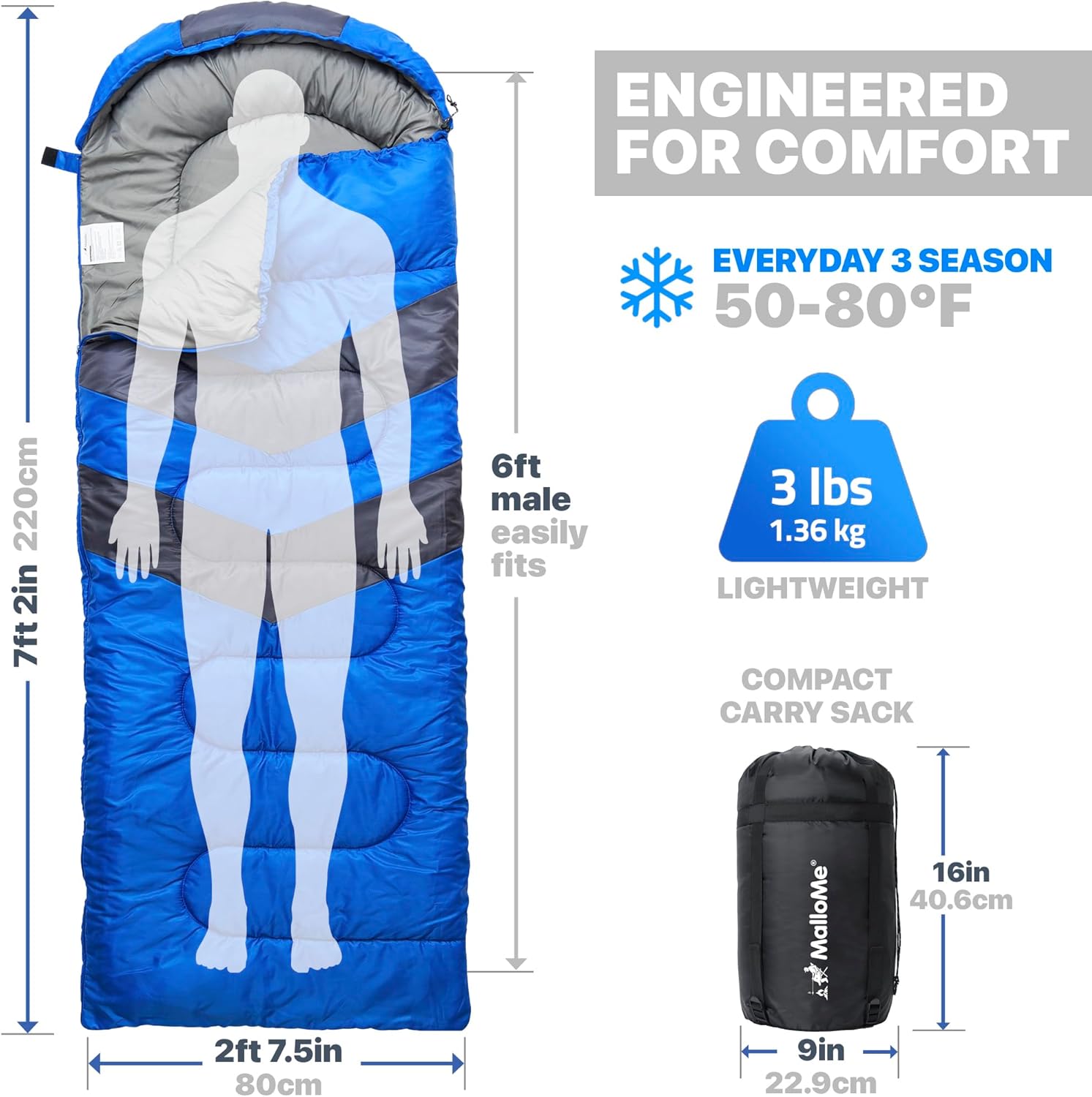 Kids Camping Sleeping Bag — Lightweight, Compact, 3-Season