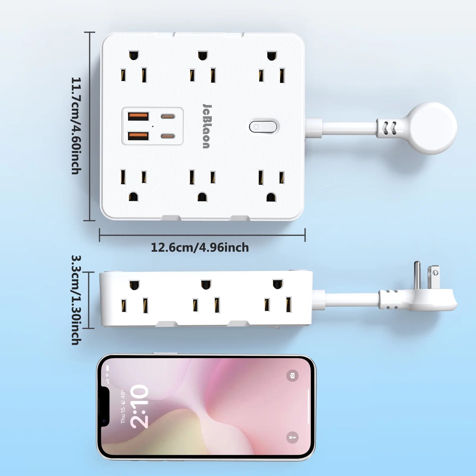 Power Up Your Space: Ultimate Surge Protector Power Strip with USB Ports, 12 Outlets, and Wall-Mount Design for Effortless Charging