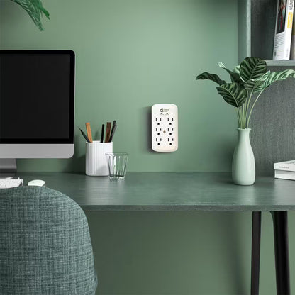 Power Up Your Space with the 6-Outlet Wall Mounted Surge Protector - White (4-Pack)