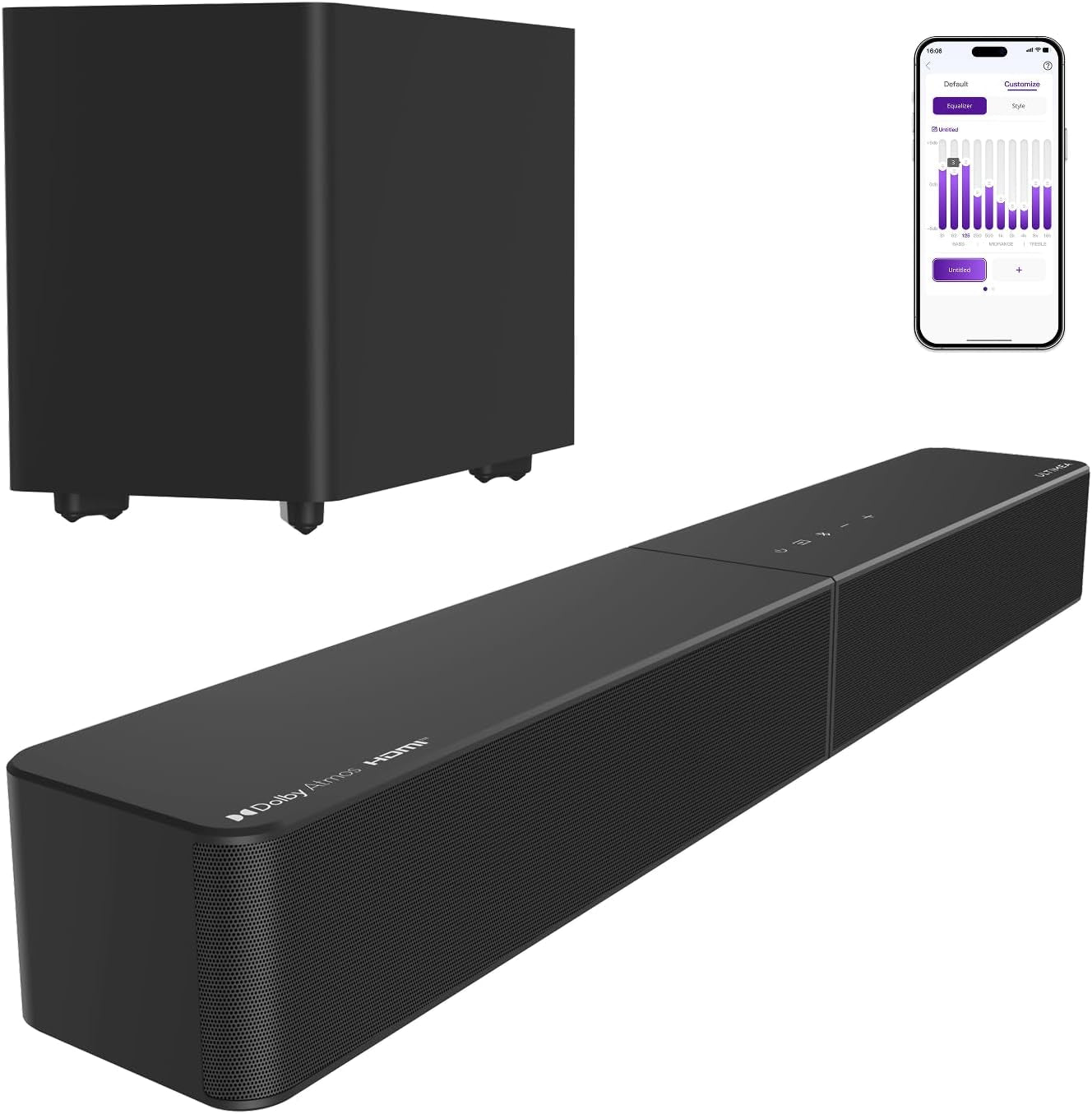 2.1ch Sound Bar with Wireless Subwoofer — 240W, App Control, Dolby Atmos