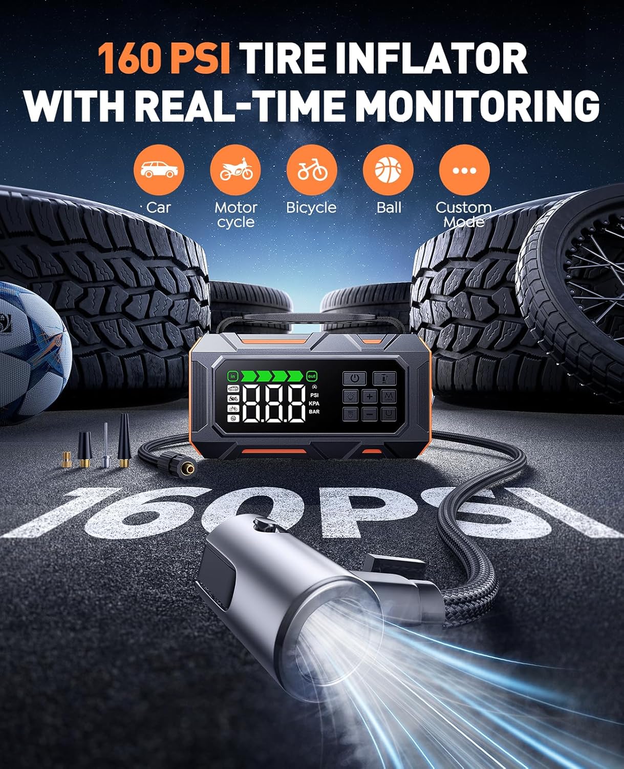 The Road Commander — 4-in-1 Car Jump Starter & Air Compressor