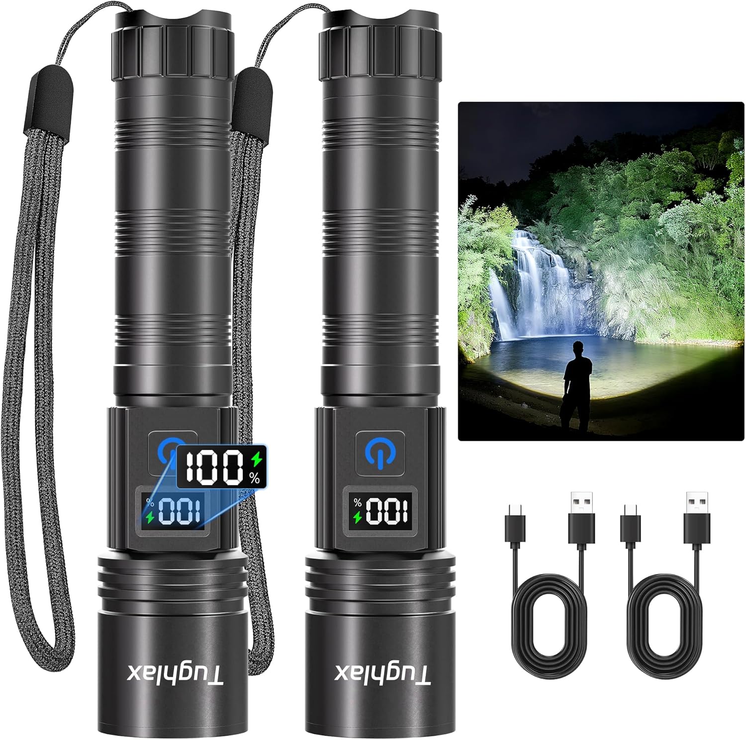 LED Rechargeable Flashlight 2-Pack