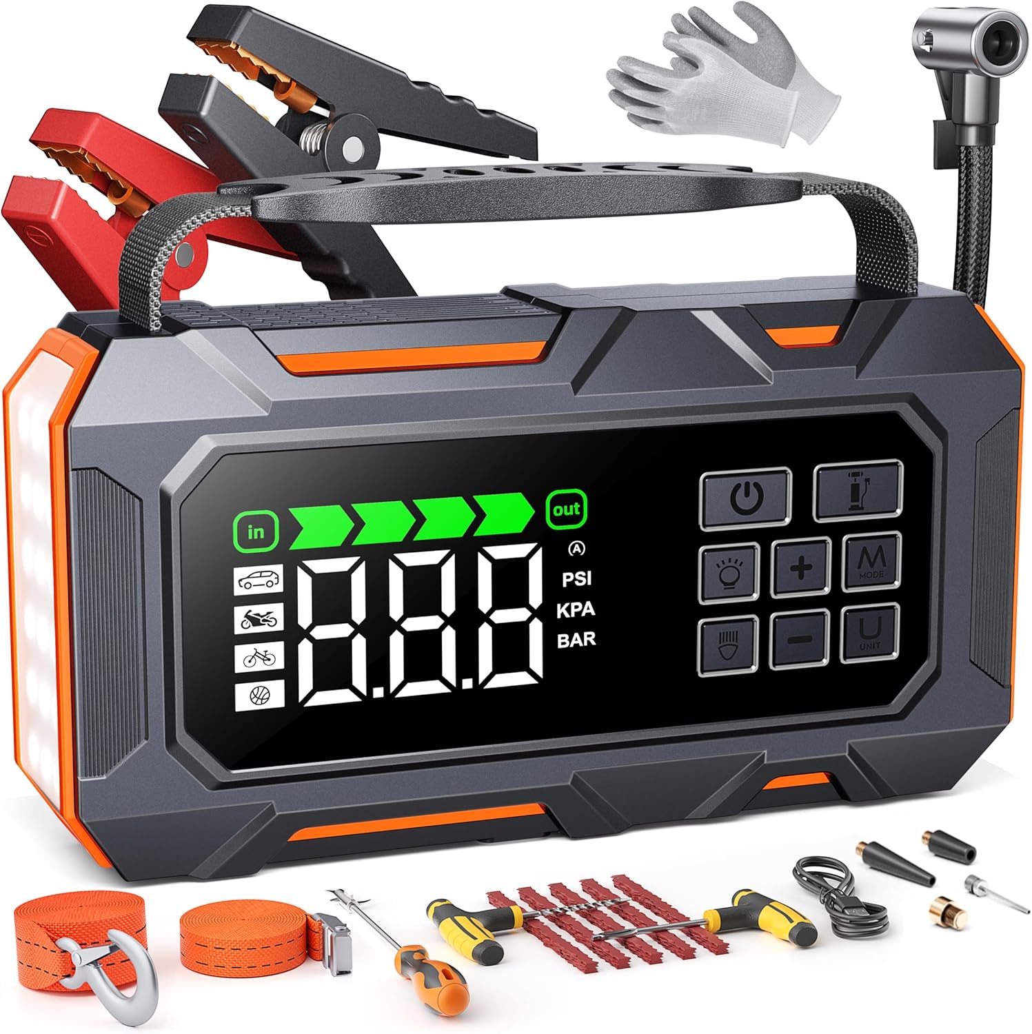 The Road Commander — 4-in-1 Car Jump Starter & Air Compressor