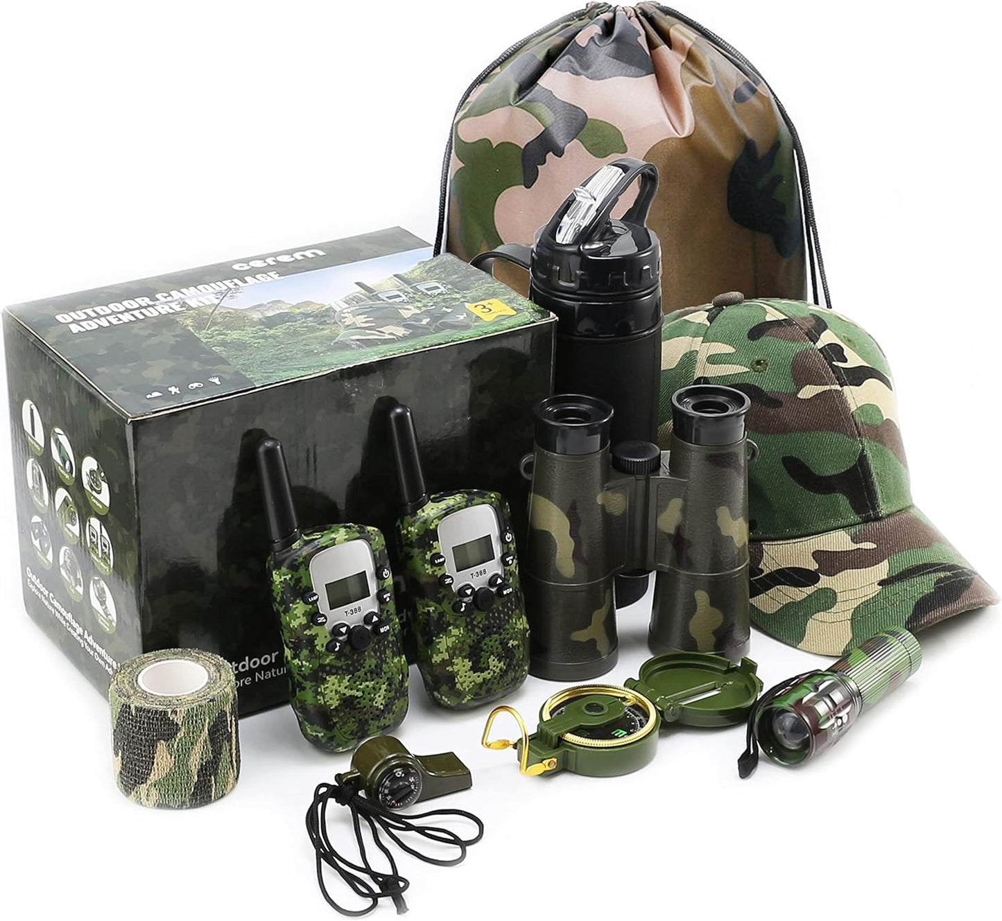 Kids Outdoor Explorer Kit — Walkie Talkies, Binoculars, Compass & Flashlight