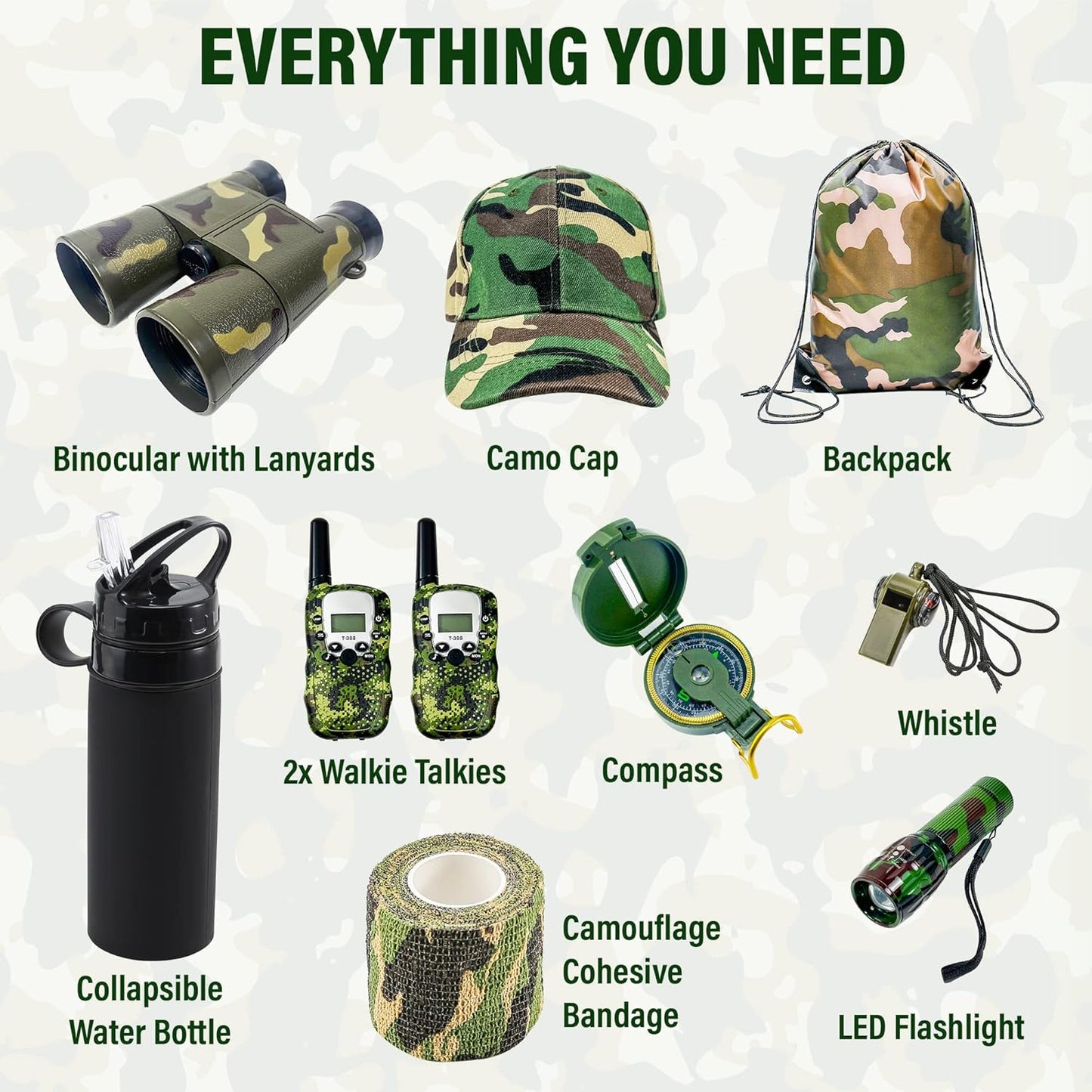 Kids Outdoor Explorer Kit — Walkie Talkies, Binoculars, Compass & Flashlight