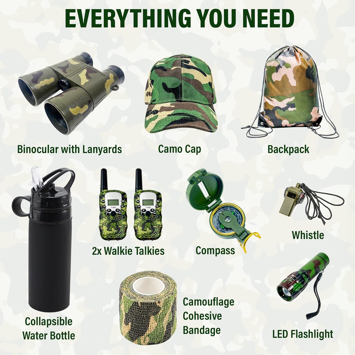 Kids Outdoor Explorer Kit — Walkie Talkies, Binoculars, Compass & Flashlight