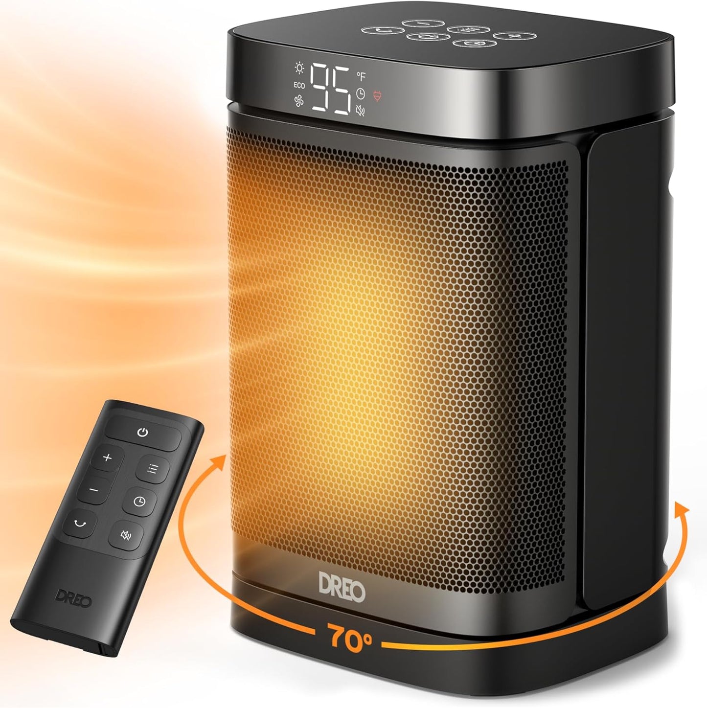 Space Heater — 70° Oscillating, 1500W, Digital Thermostat, Remote
