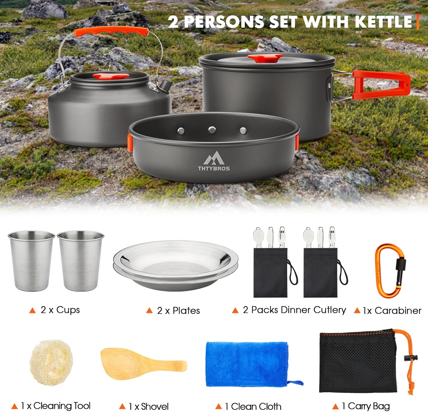17-Piece Camping Cookware Mess Kit