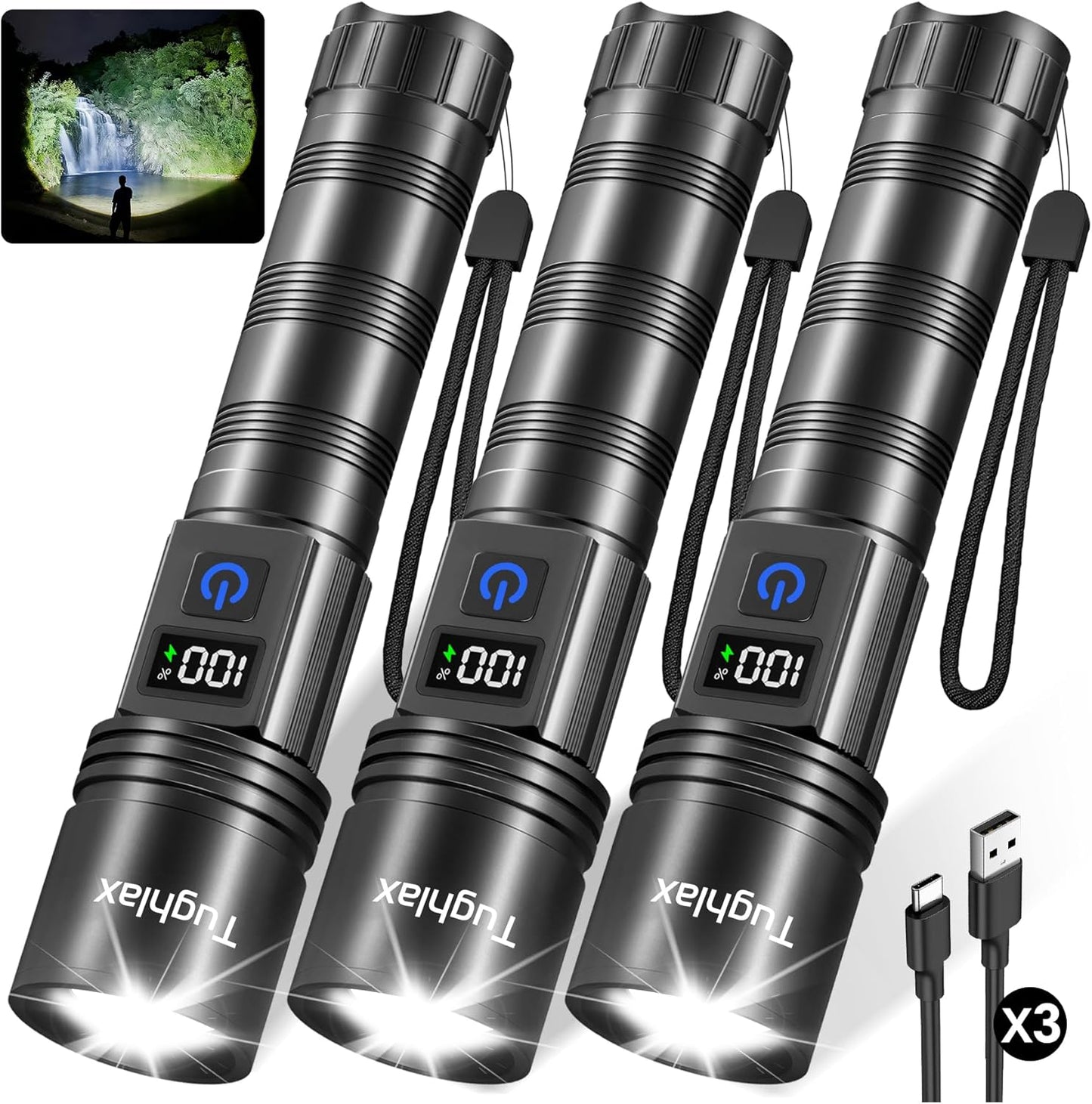 LED Rechargeable Flashlight 2-Pack