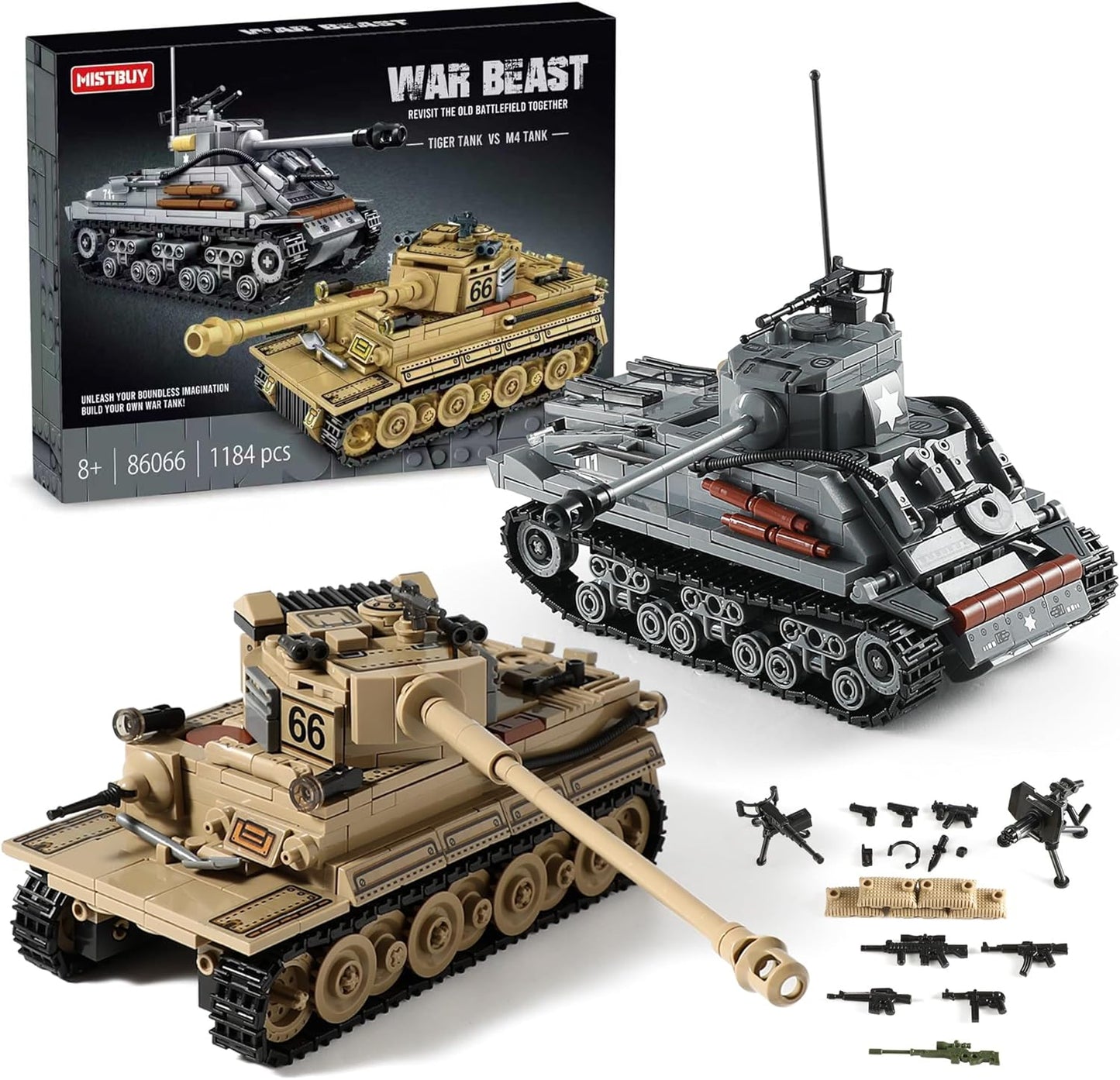 WW2 Military Tank Model Building Kit — 1,184 Pieces, Ages 8+